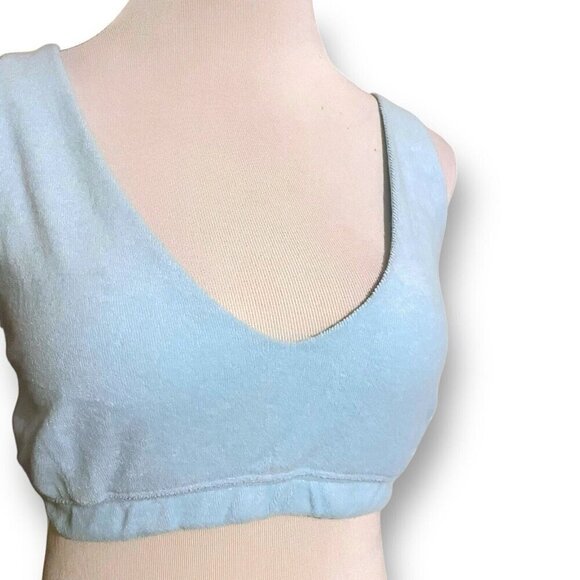Offline by Aerie Summer Lights Terry Sports Bra Sz Large Light Blue Wirefree - Picture 2 of 6